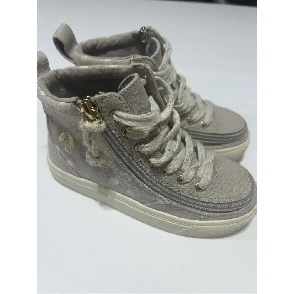 BILLY Footwear Classic Lace High Gray Polka Dot High Top Shoes Kids 12M